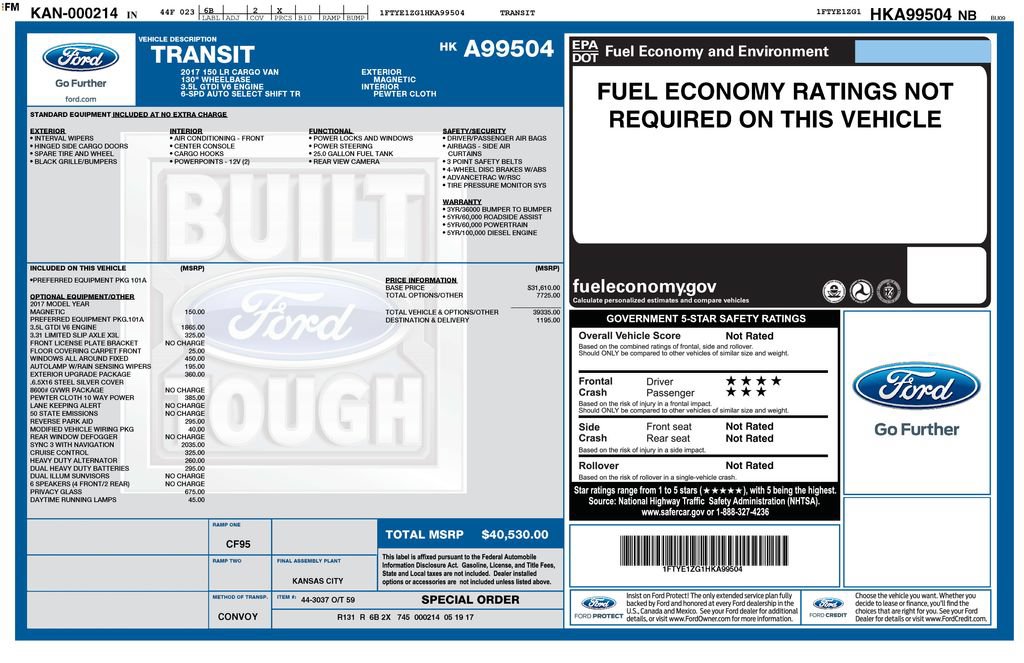 Used 2017 Ford Transit 150 130 Low Roof w/ Exterior Upgrade Package RWD image 2