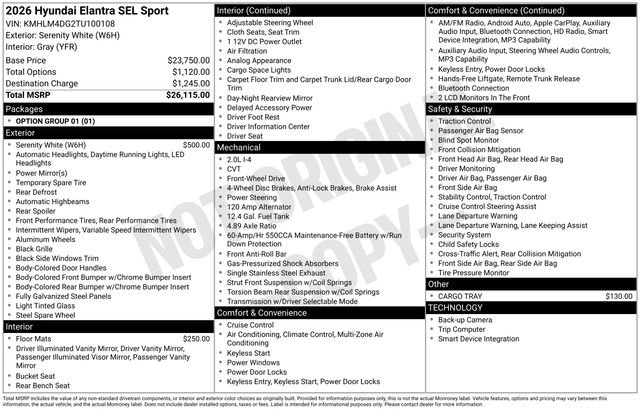 Certified 2026 Hyundai Elantra Sport FWD image 38