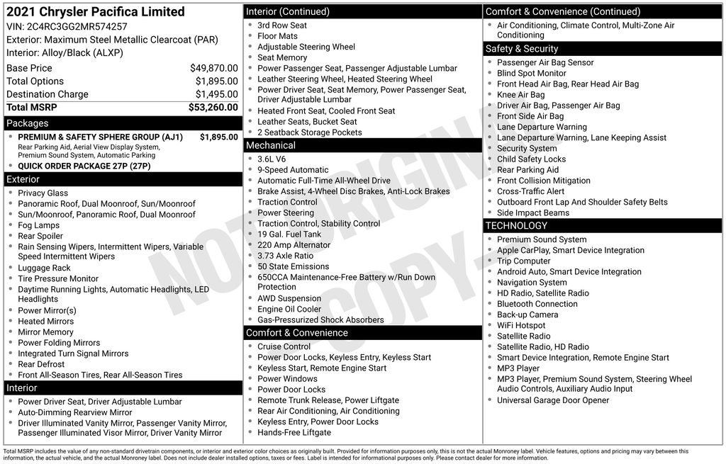 Certified 2021 Chrysler Pacifica Limited w/ Premium & Safety Sphere Group AWD/4WD image 45