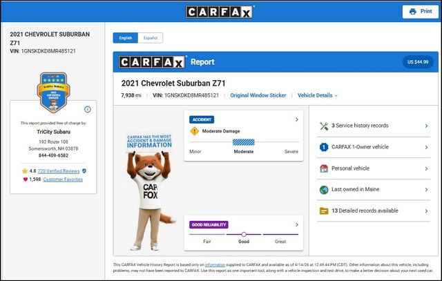 Used 2021 Chevrolet Suburban Z71 AWD/4WD image 12