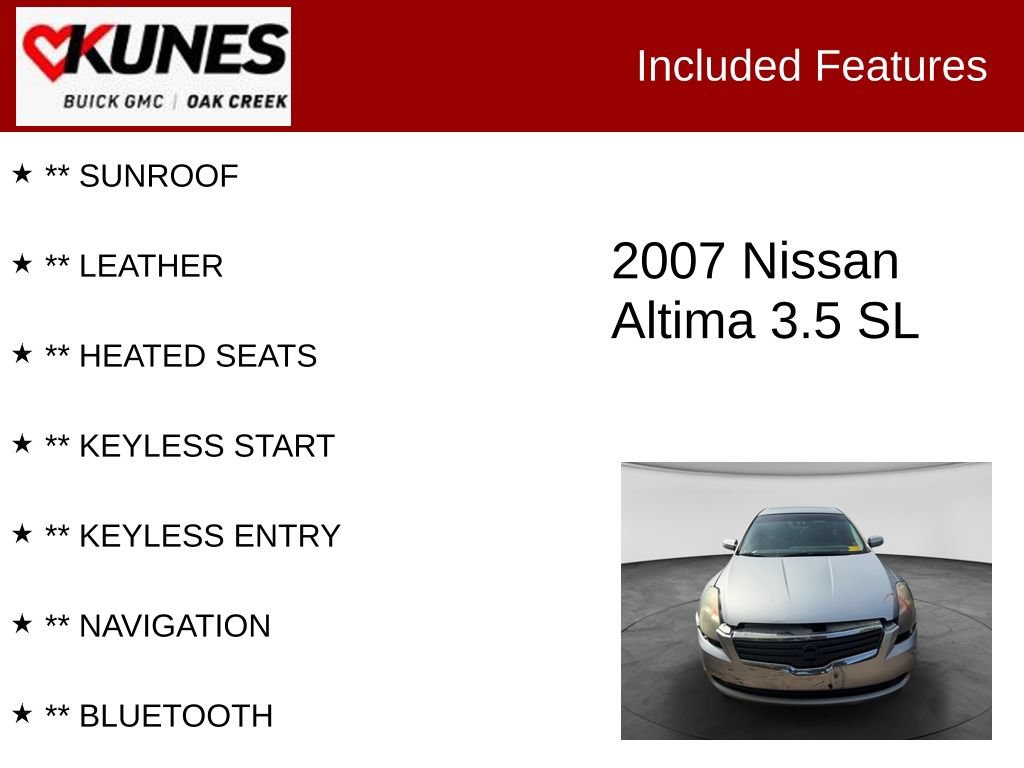 Used 2007 Nissan Altima 3.5 SL w/ Technology Pkg FWD image 2