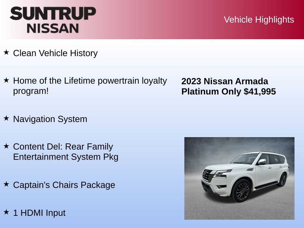 Used 2023 Nissan Armada Platinum w/ Captain's Chairs Package image 8