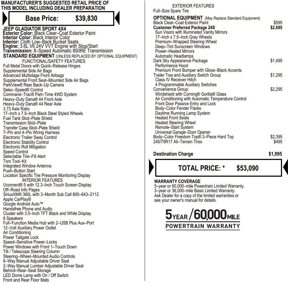 New 2026 Jeep Gladiator Sport image 2