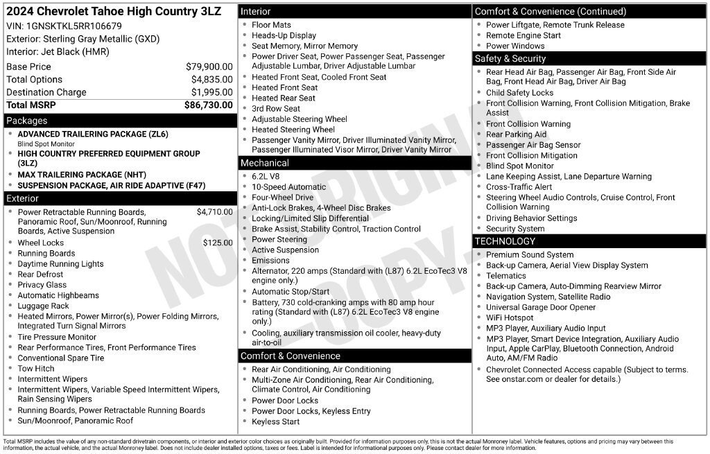Certified 2024 Chevrolet Tahoe High Country AWD/4WD image 10