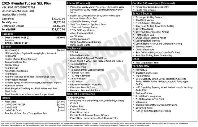 New 2026 Hyundai Tucson SEL Plus w/ Tow & Go Package AWD/4WD image 5