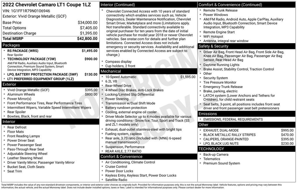 Certified 2022 Chevrolet Camaro LT w/ RS Package image 10