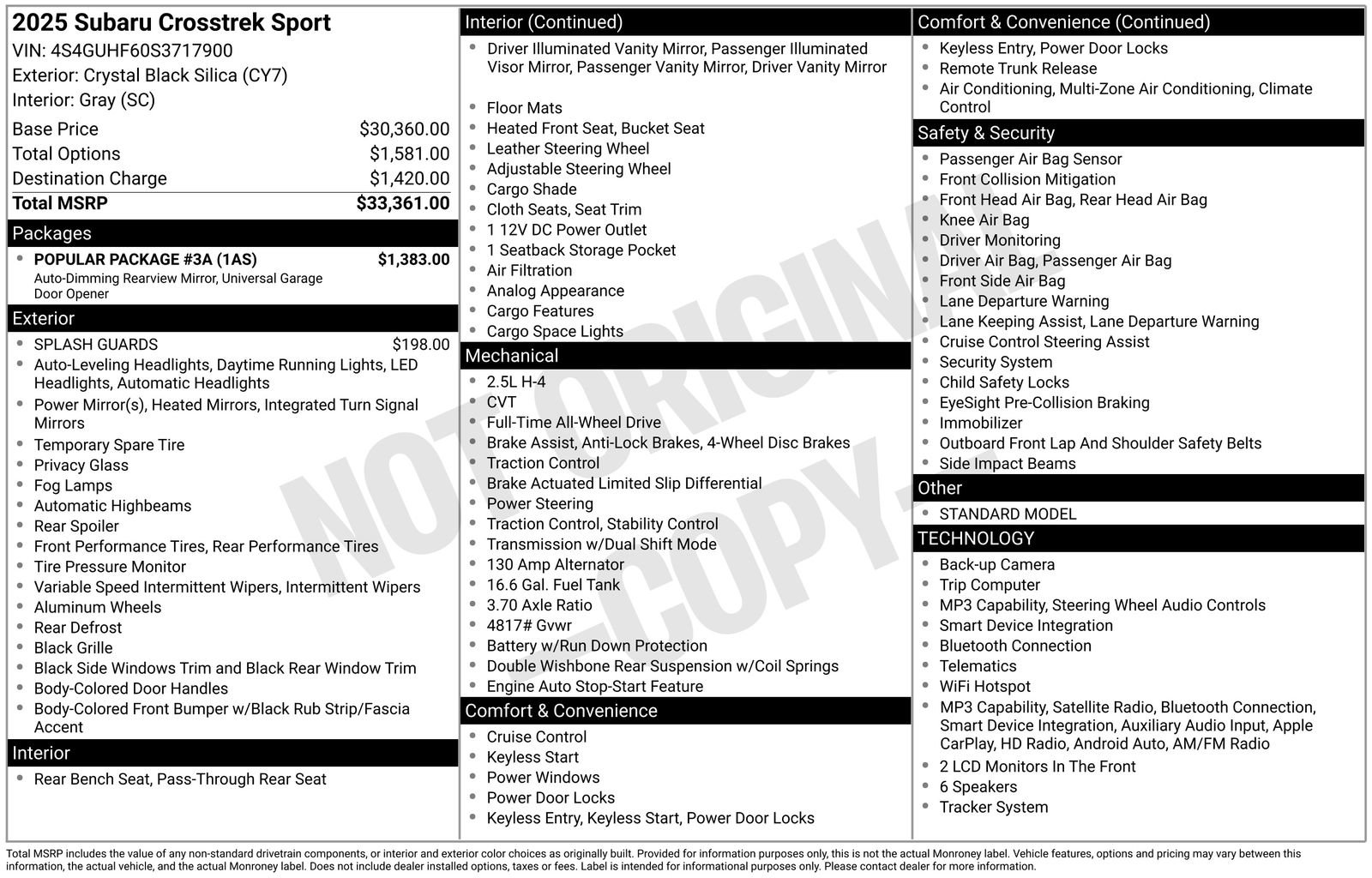 Certified 2025 Subaru Crosstrek 2.5i Sport w/ Popular Package #3A AWD/4WD image 29