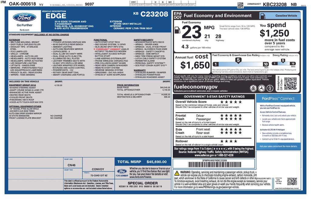 Used 2019 Ford Edge Titanium w/ Equipment Group 301A AWD/4WD image 5