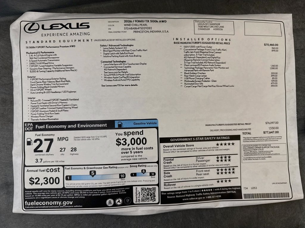 New 2026 Lexus TX 500h AWD w/ Technology Package image 9