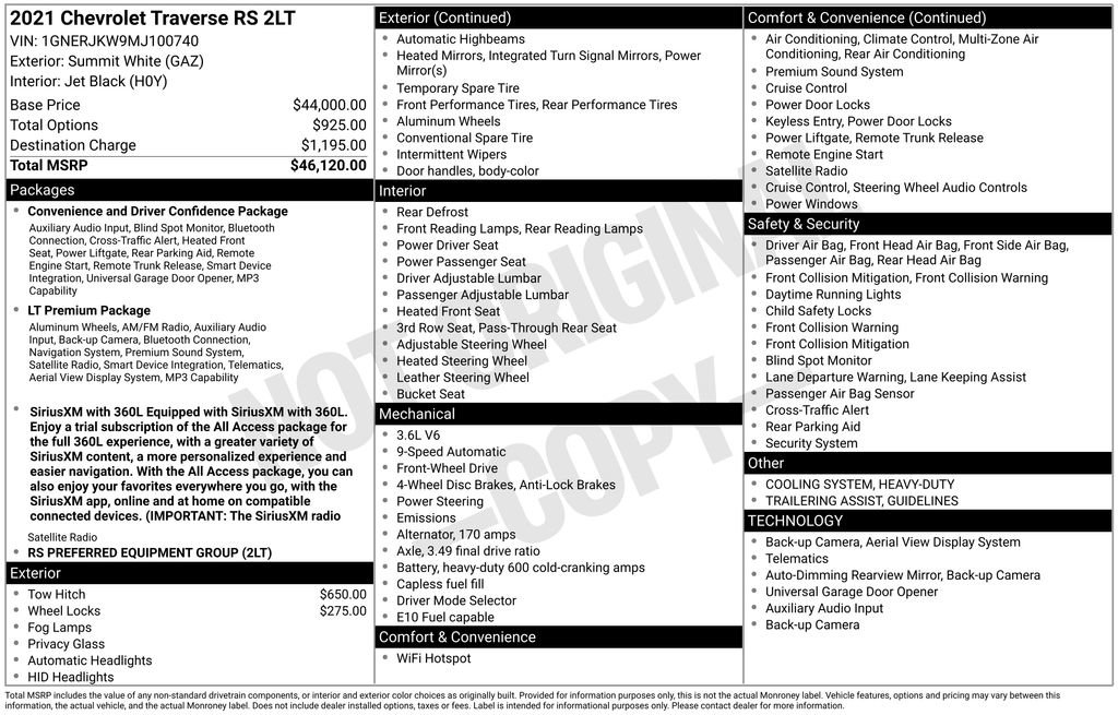 Used 2021 Chevrolet Traverse RS FWD image 31
