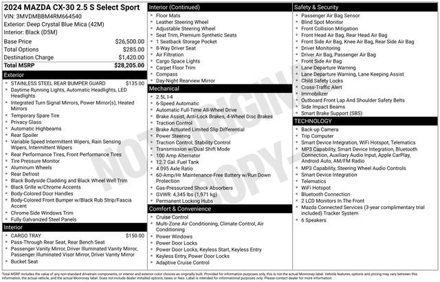 Used 2024 MAZDA CX-30 AWD 2.5 S w/ Select Sport Pkg image 30