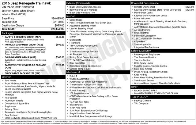 Used 2016 Jeep Renegade Trailhawk w/ Safety & Security Group image 11