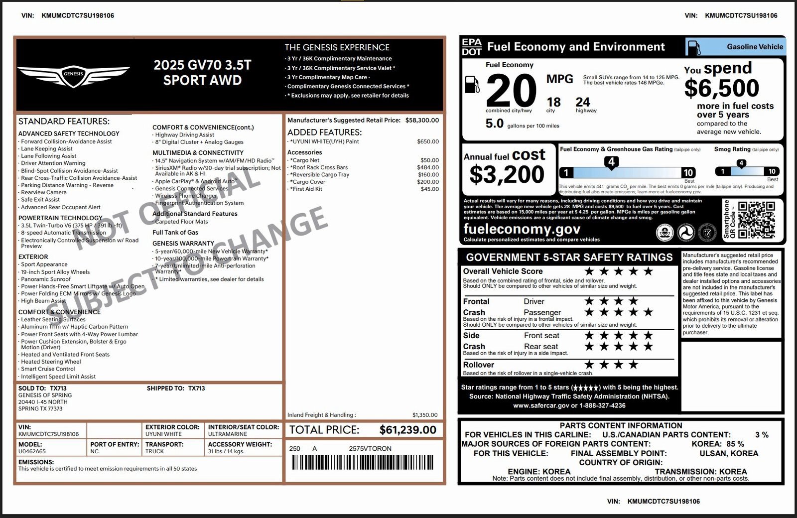 Certified 2025 Genesis GV70 3.5T Sport image 3
