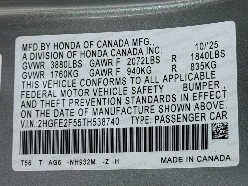 New 2026 Honda Civic Sport image 29