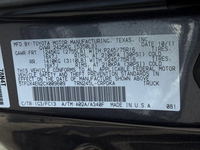 Used 2012 Toyota Tacoma 4x4 Access Cab w/ SR5 Pkg image 30