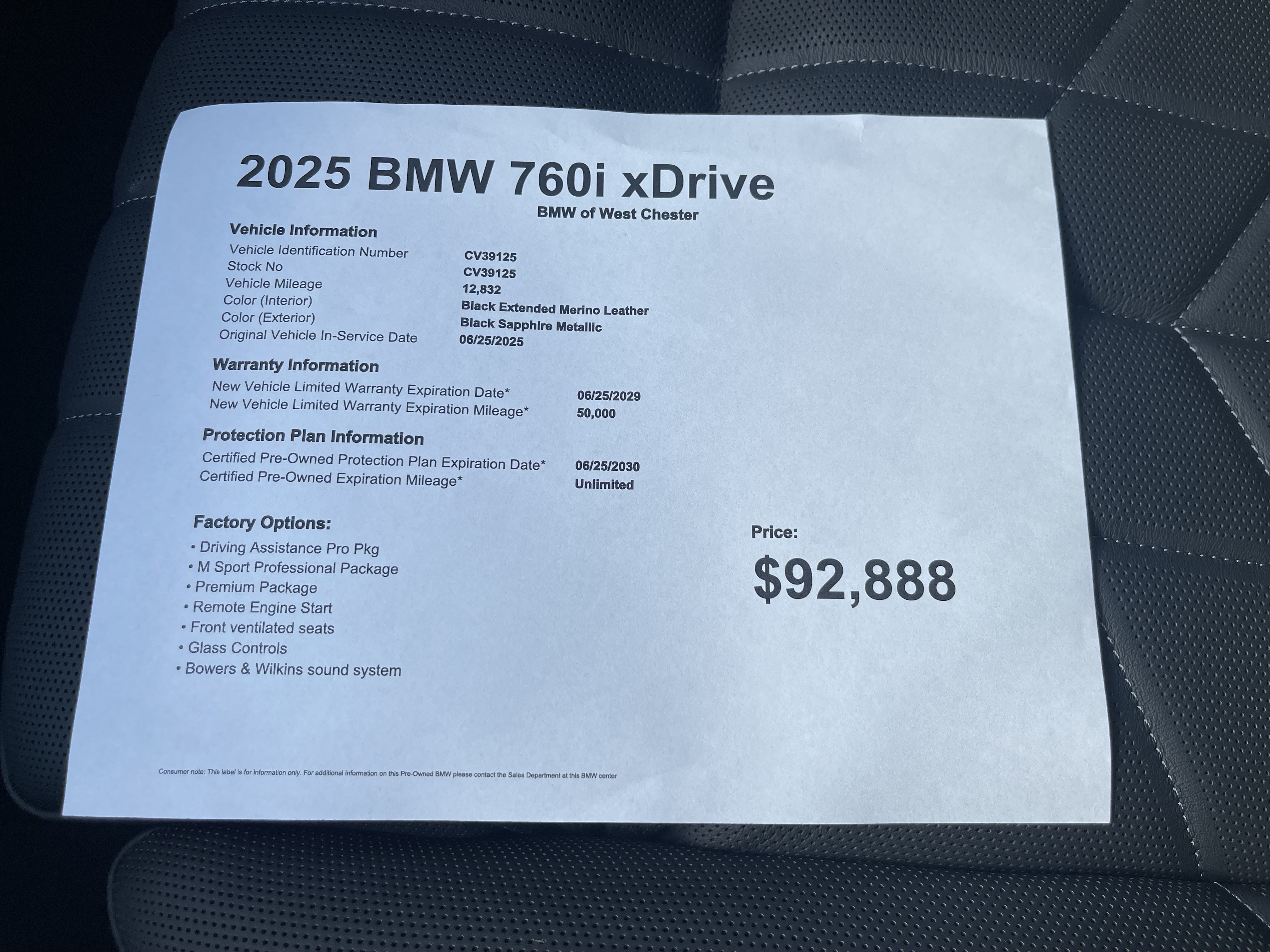 Certified 2025 BMW 760i xDrive AWD/4WD image 17
