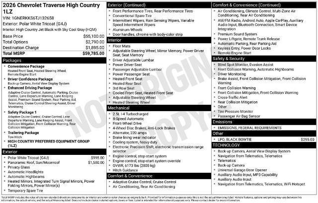 New 2026 Chevrolet Traverse High Country image 39