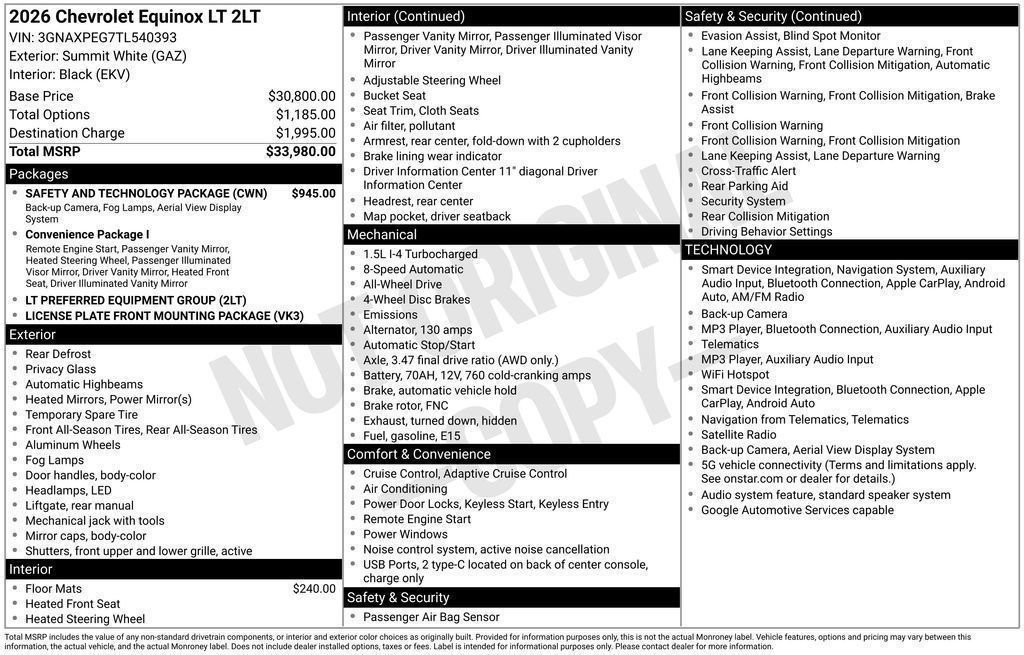New 2026 Chevrolet Equinox LT w/ Safety and Technology Package AWD/4WD image 49
