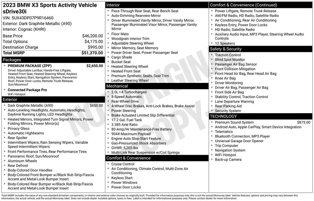 Certified 2023 BMW X3 sDrive30i w/ Premium Package image 31