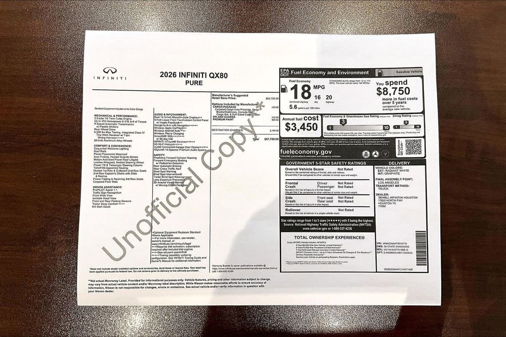 New 2026 INFINITI QX80 Pure RWD image 49