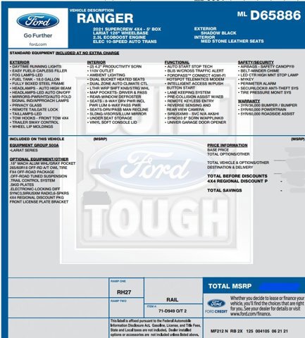 Used 2021 Ford Ranger Lariat w/ FX4 Off-Road Package image 2