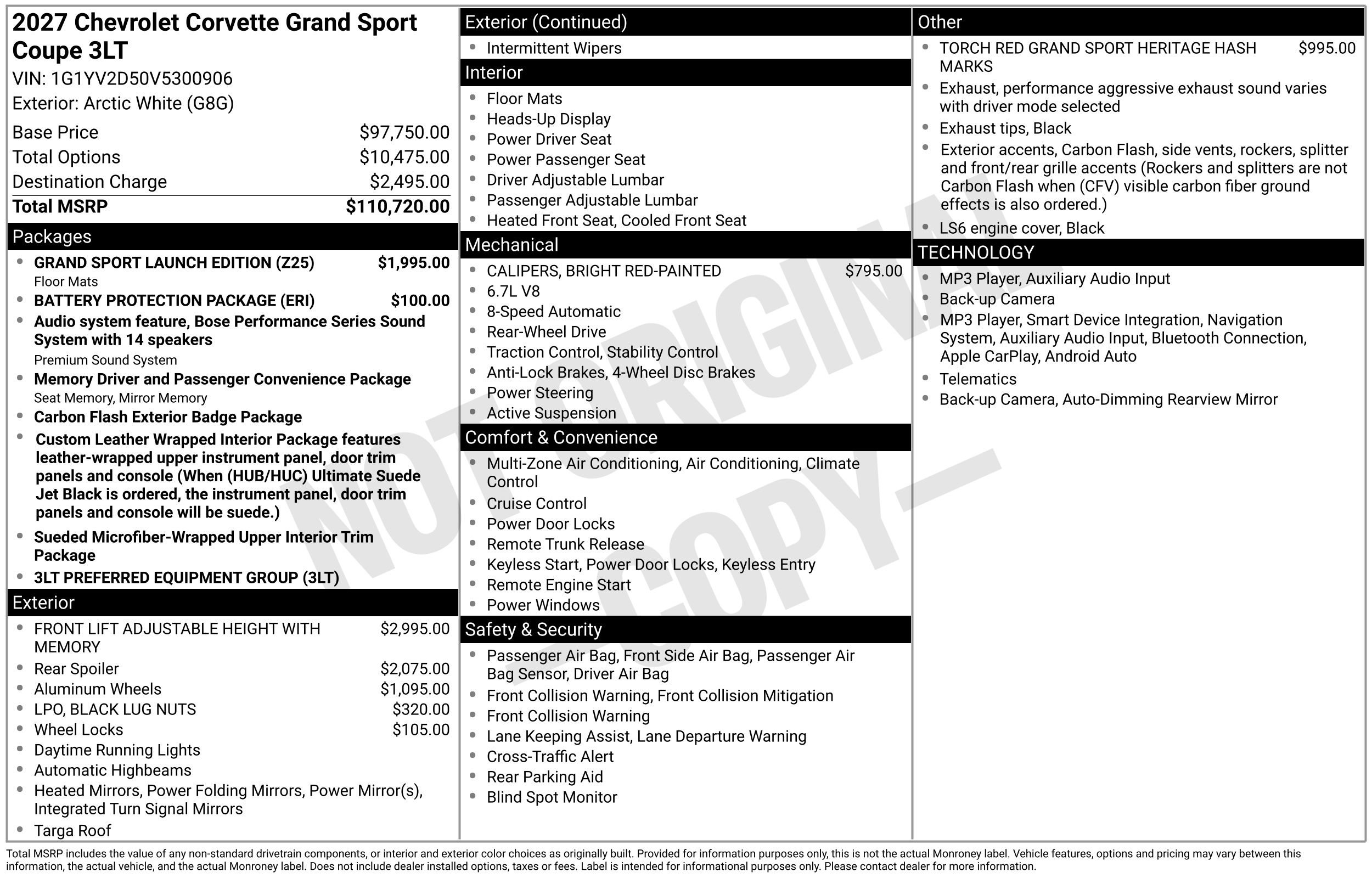 New 2027 Chevrolet Corvette Grand Sport w/ Grand Sport Launch Edition RWD image 3