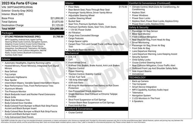 Used 2023 Kia Forte GT-Line w/ GT-Line Premium Package FWD image 17