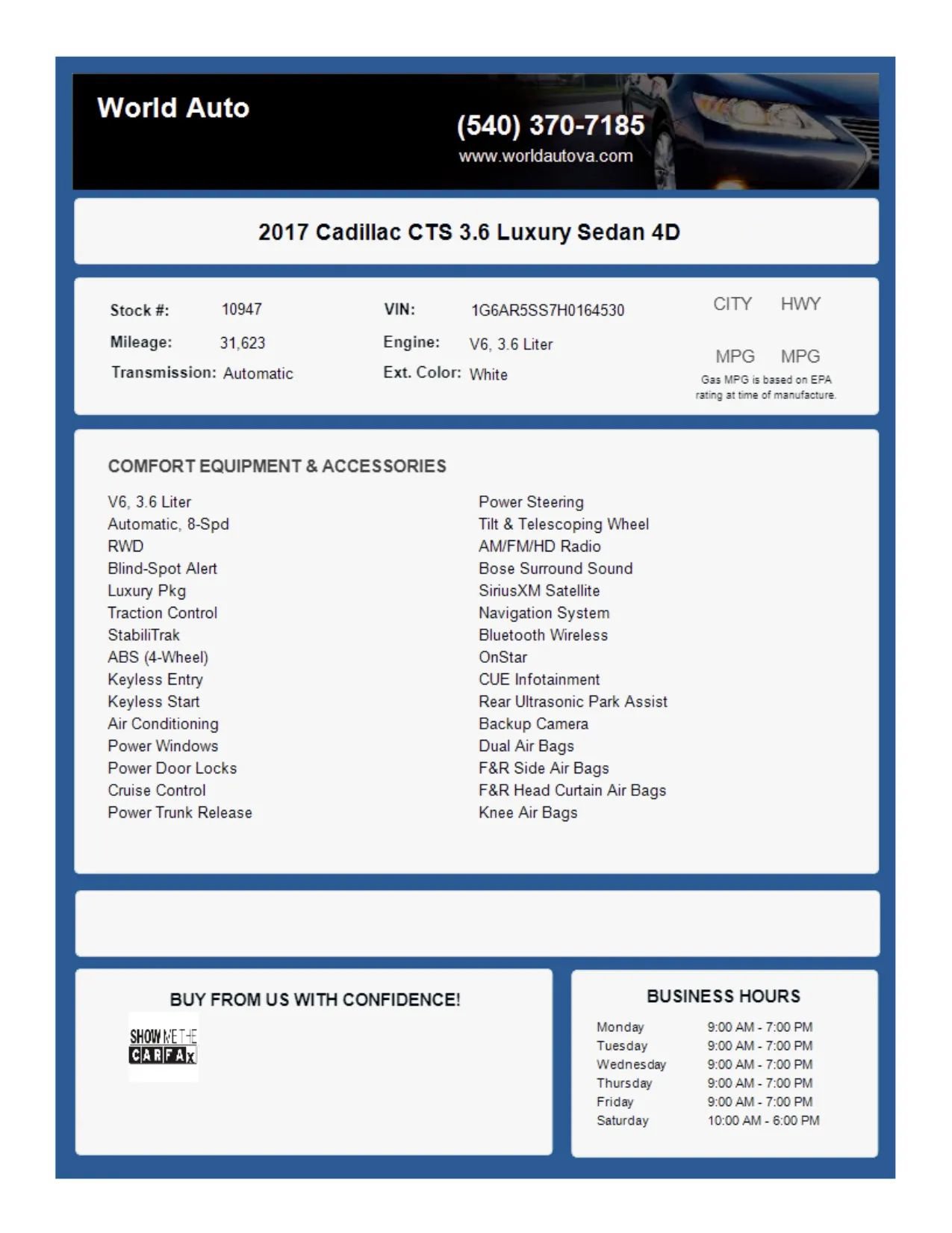 Used 2017 Cadillac CTS Luxury RWD image 2
