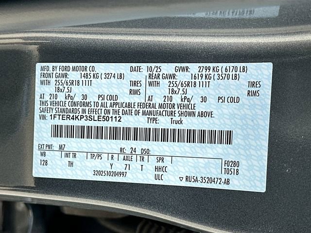 Used 2025 Ford Ranger Lariat w/ Black Appearance Package AWD/4WD image 30