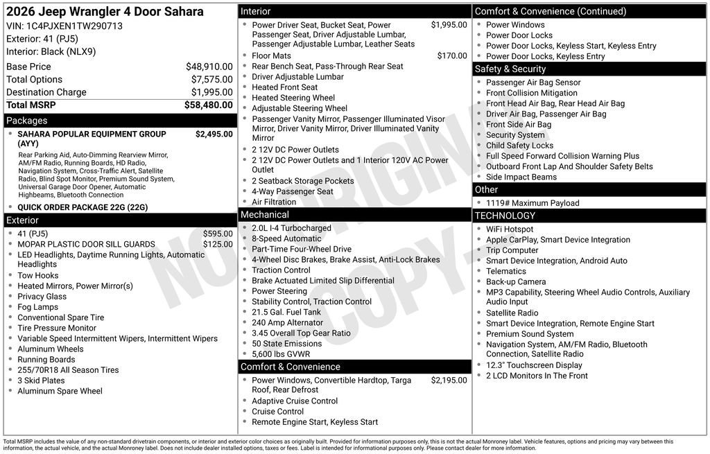 New 2026 Jeep Wrangler Unlimited Sahara AWD/4WD image 29