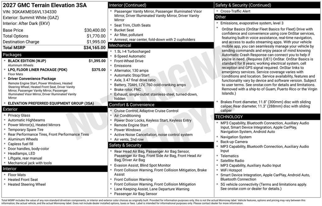 New 2027 GMC Terrain Elevation w/ Black Edition FWD image 3