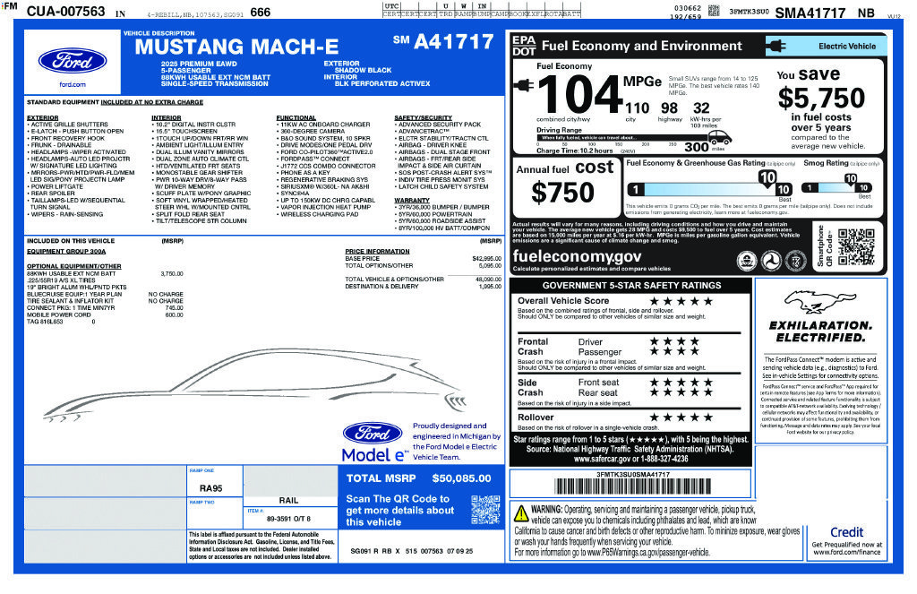 Used 2025 Ford Mustang Mach-E Premium AWD/4WD image 2