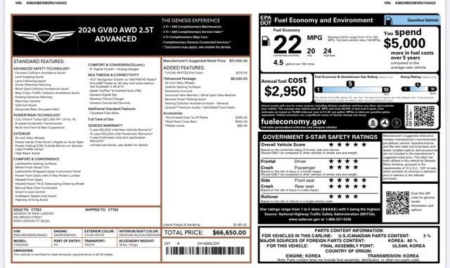 Used 2024 Genesis GV80 2.5T w/ Advanced Package AWD/4WD image 24