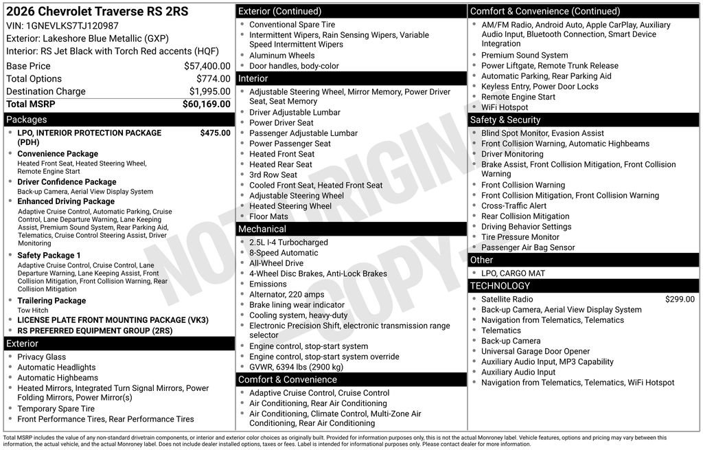 Used 2026 Chevrolet Traverse RS image 8