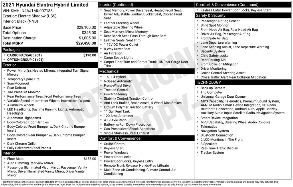 Certified 2021 Hyundai Elantra Limited w/ Cargo Package image 3