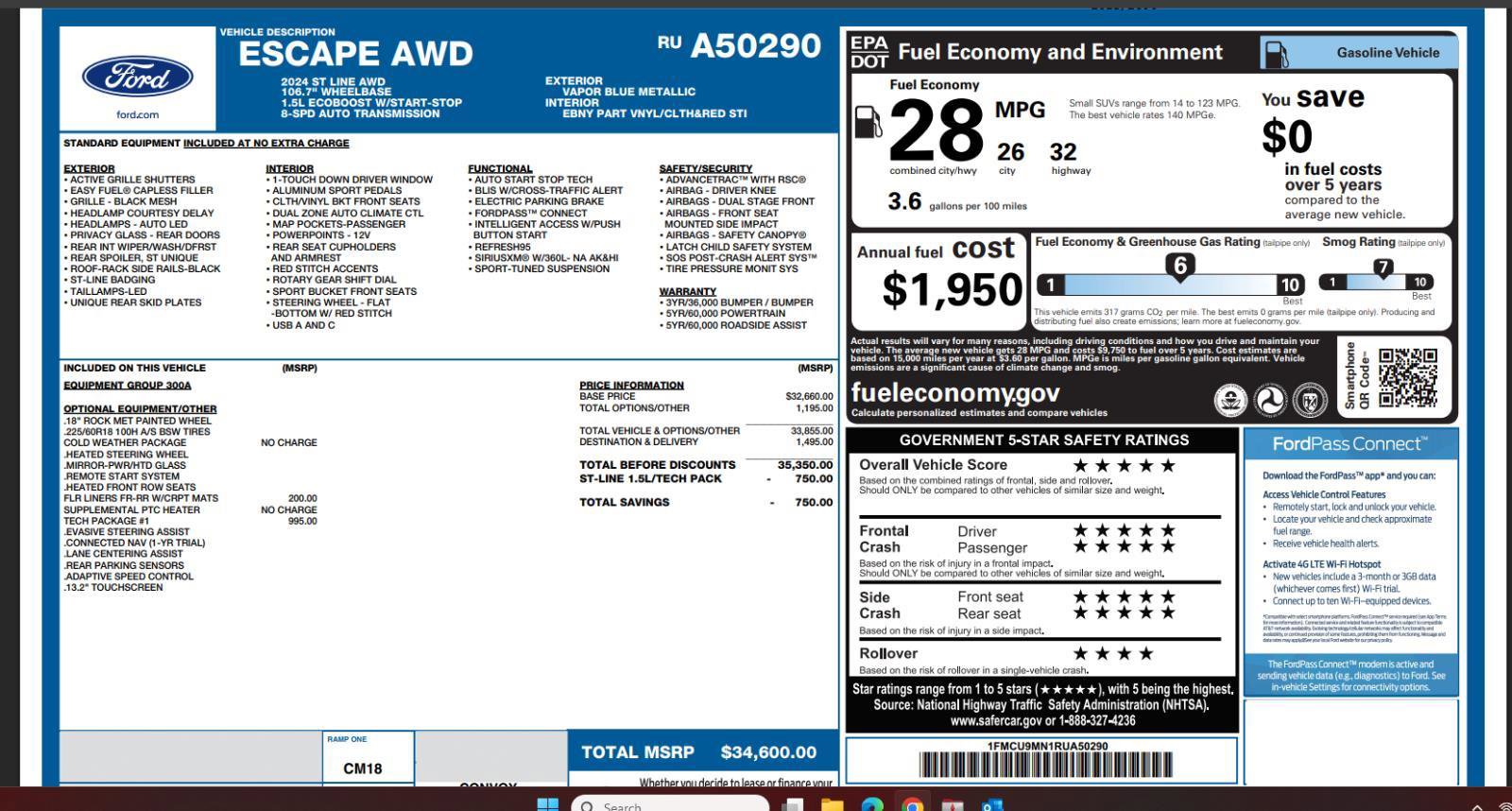 Used 2024 Ford Escape ST-Line w/ Tech Pack #1 image 4