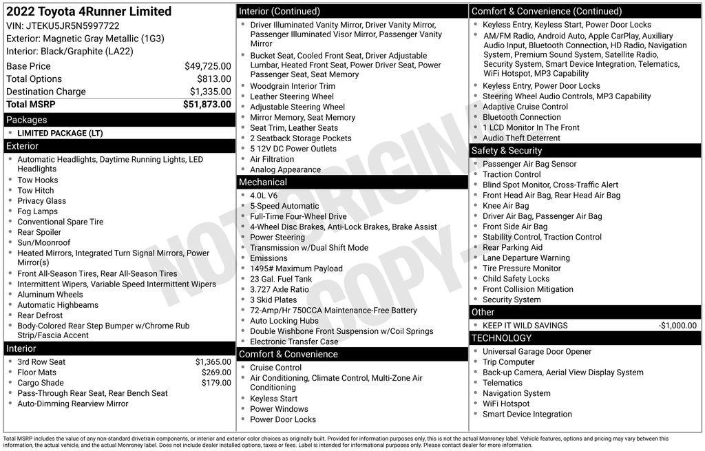 Used 2022 Toyota 4Runner Limited AWD/4WD image 39