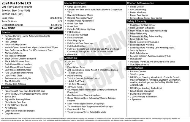 Certified 2024 Kia Forte LXS FWD image 23