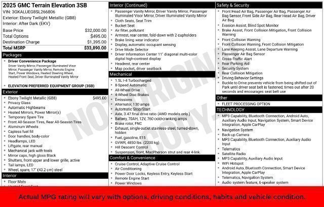 Used 2025 GMC Terrain Elevation AWD/4WD image 56