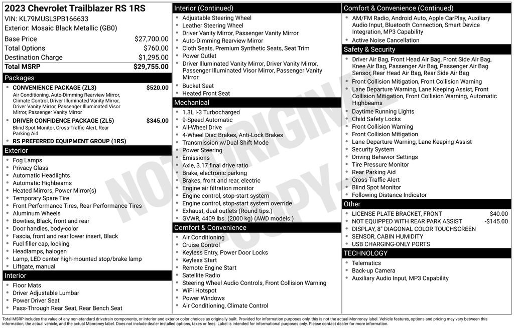 Used 2023 Chevrolet TrailBlazer RS w/ Convenience Package AWD/4WD image 5
