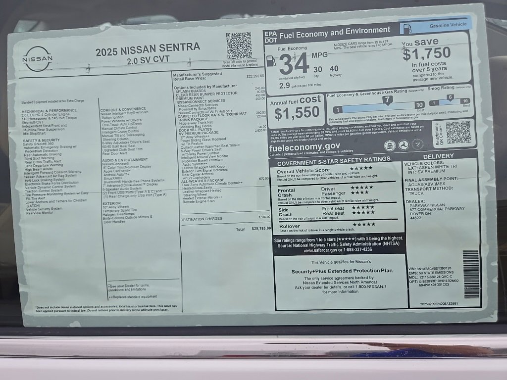 New 2025 Nissan Sentra SV w/ SV Premium Package image 36