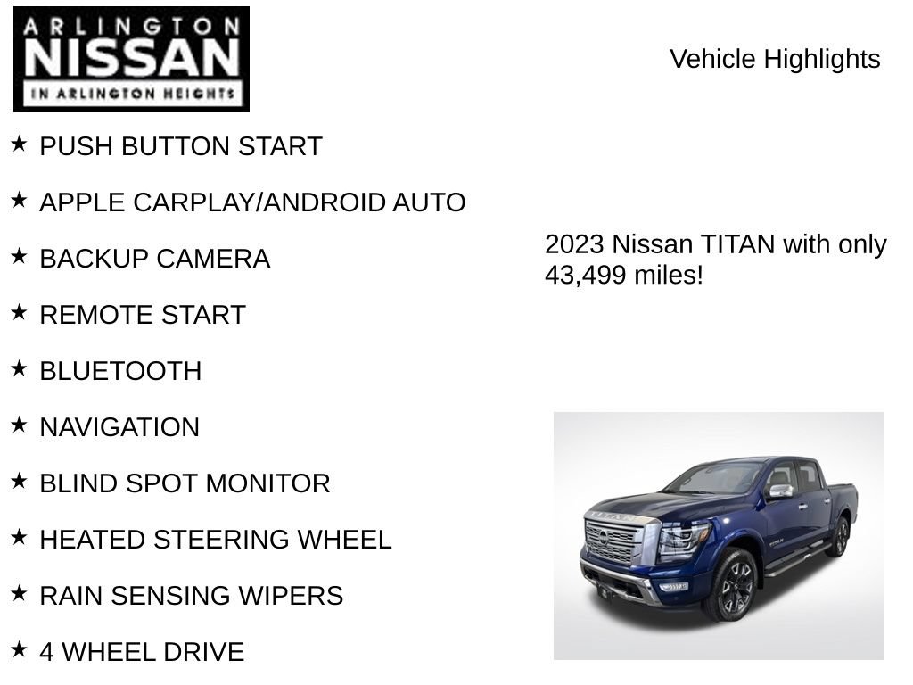 Certified 2023 Nissan Titan Platinum Reserve w/ Off Road Protection Package AWD/4WD image 8