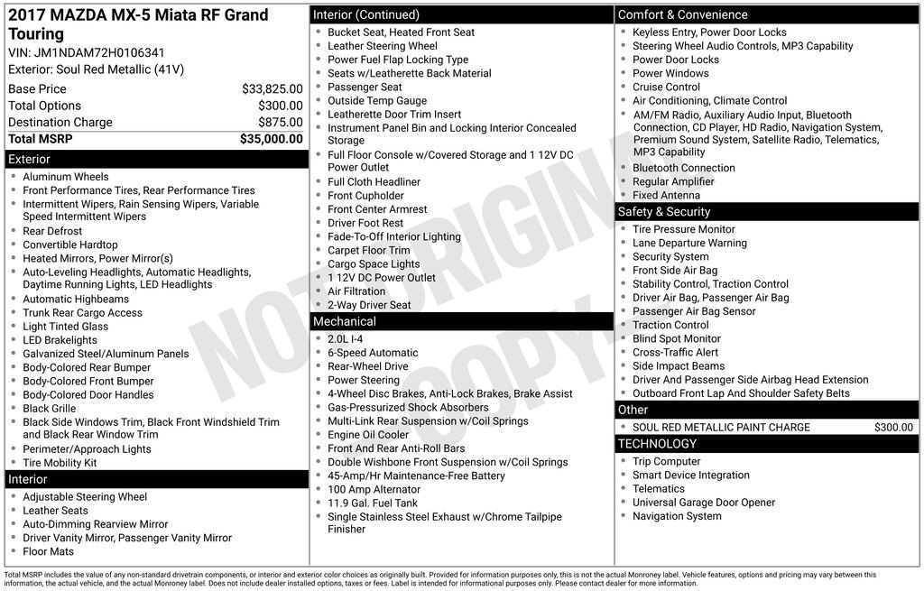 Used 2017 MAZDA MX-5 Miata RF Grand Touring image 33