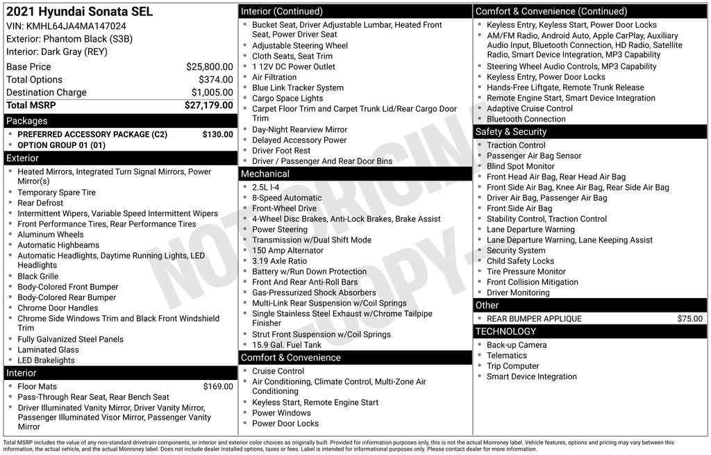 Used 2021 Hyundai Sonata SEL w/ Preferred Accessory Package FWD image 28
