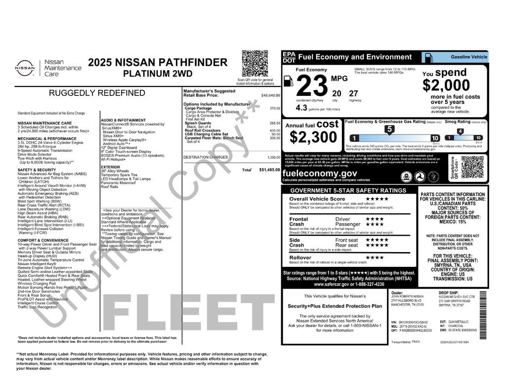 Used 2025 Nissan Pathfinder Platinum w/ Cargo Package FWD image 26