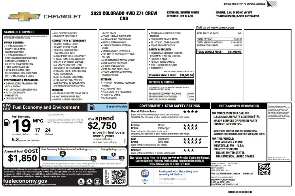 Used 2022 Chevrolet Colorado Z71 AWD/4WD image 3