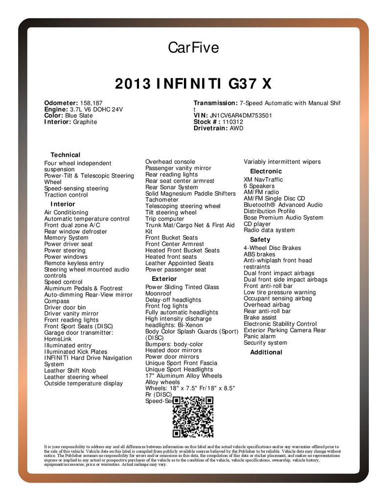 Used 2013 INFINITI G37 x Sedan w/ Premium Pkg AWD/4WD image 26