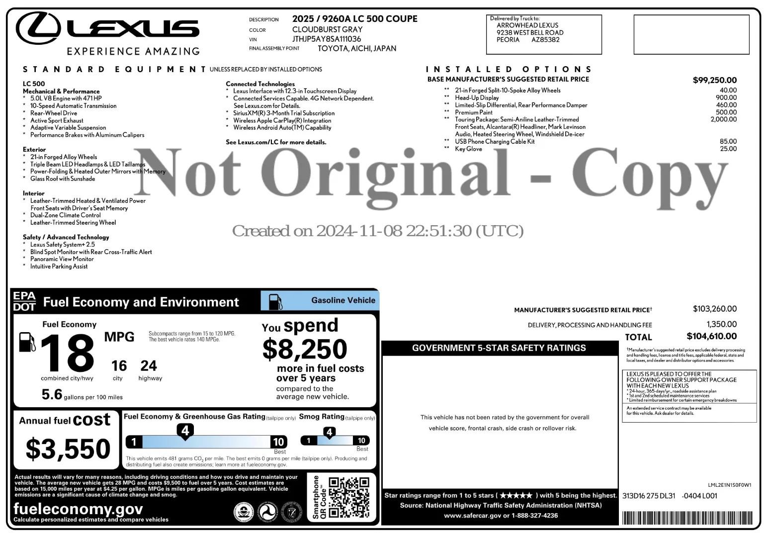 Used 2025 Lexus LC 500 Coupe w/ Touring Package RWD image 6