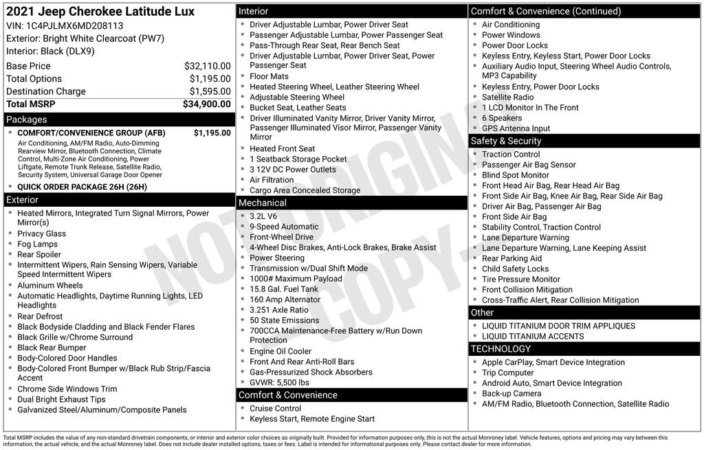 Used 2021 Jeep Cherokee Latitude Lux w/ Comfort/Convenience Group FWD image 73