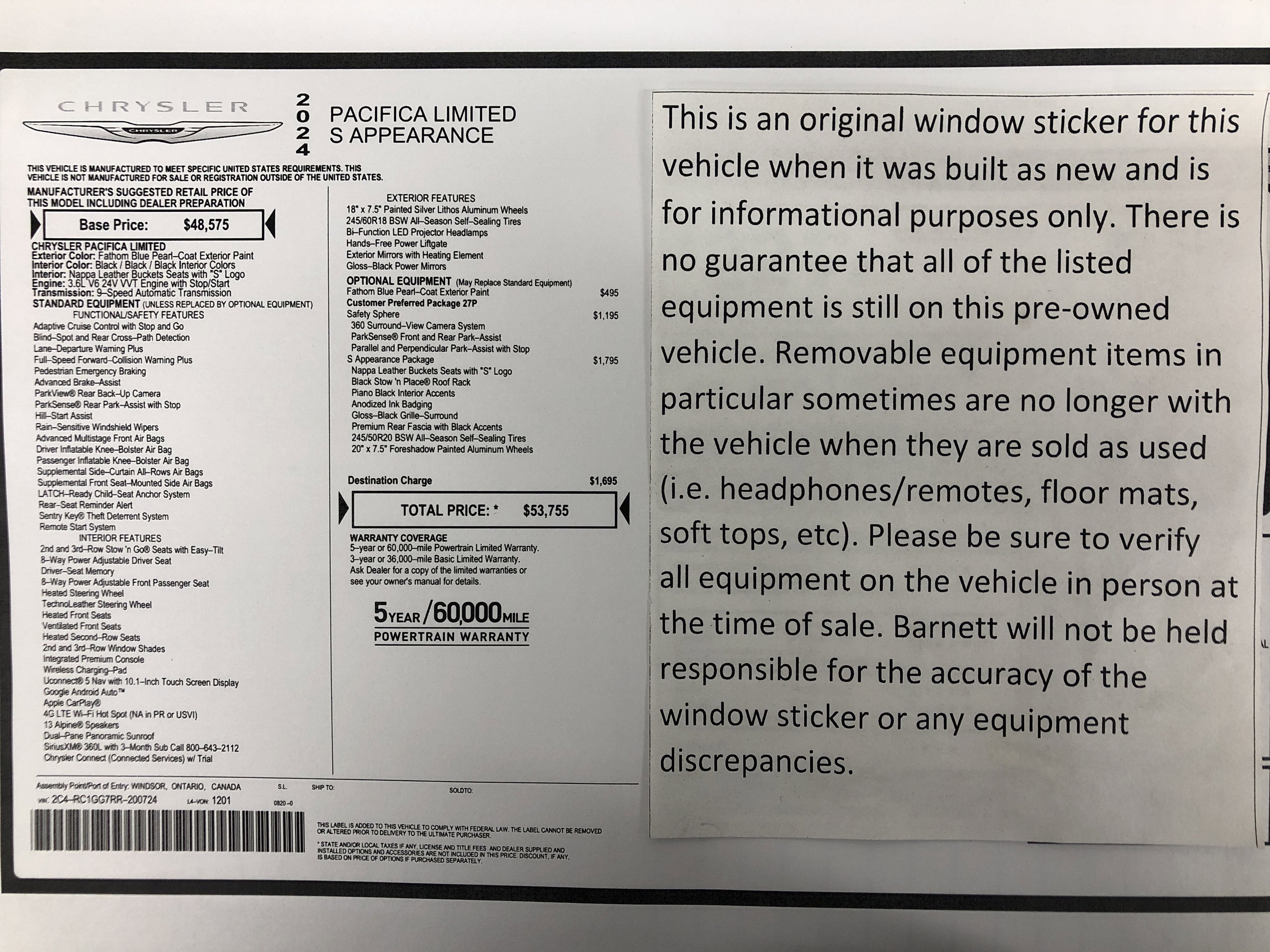 Certified 2024 Chrysler Pacifica Limited w/ S Appearance Package FWD image 2